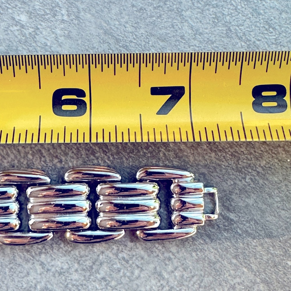 Vintage Silver Tone Rectangular Link Bracelet Mod… - image 5